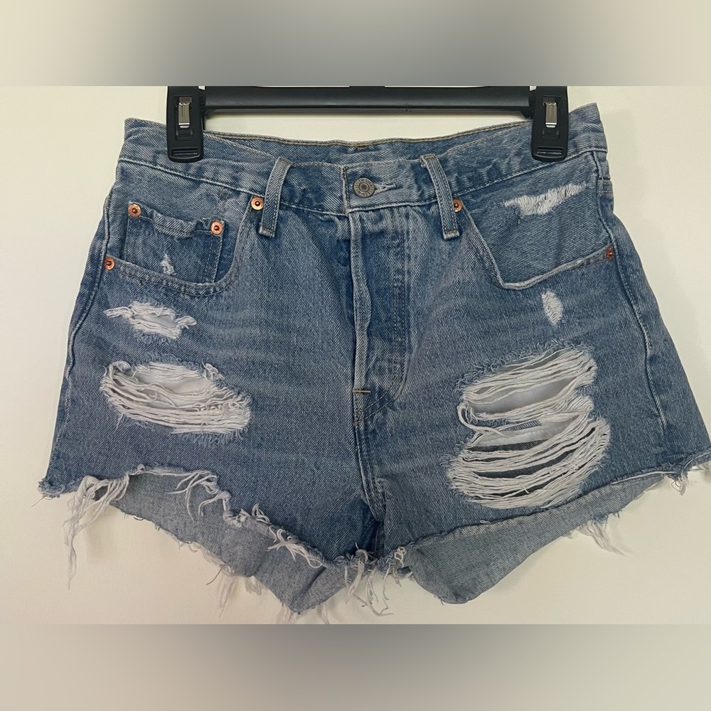 Levi's Premium 501 ORIGINAL FIT HIGH RISE distressed SHORTS